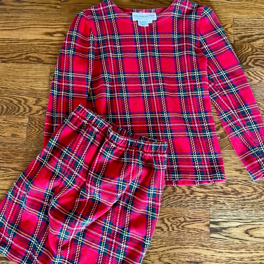 Vintage Plaid Adrienne Vittandini 2 piece skirt and shirt set size S